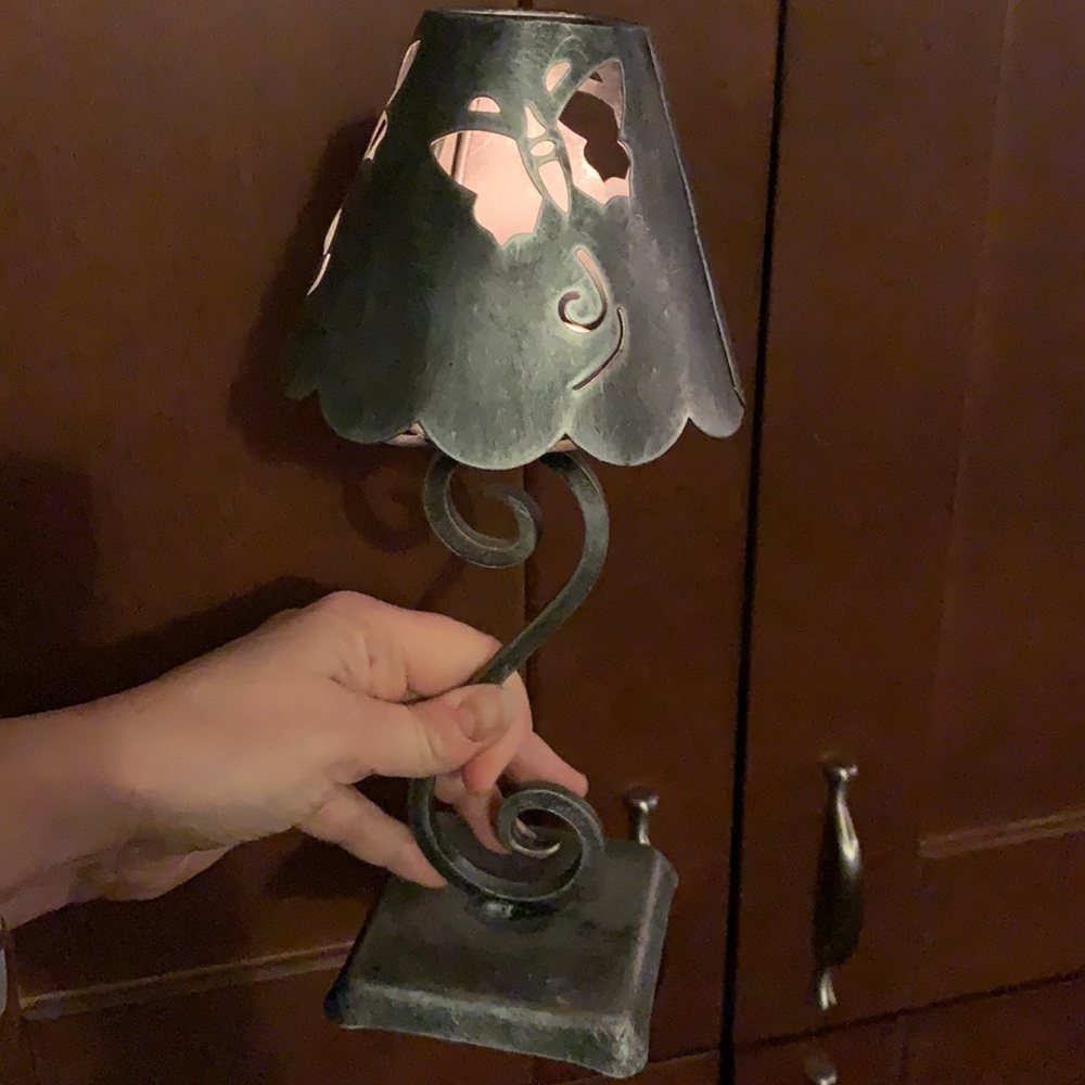 SALE!! Metal tea light lamp with butterfly cut out. 2